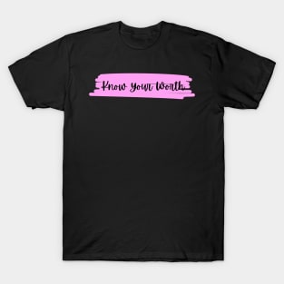 ysadinda_ Know Your Worth Black n Pink T-Shirt